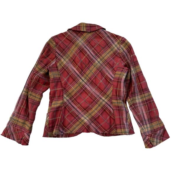 Burning Torch Plaid Boho Jacket, Cotton/Wool/Silk, Women's Size SMALL - Picture 13 of 14